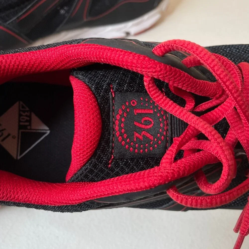 361 Degrees Black Red Breeze Sneakers Mens Size 12